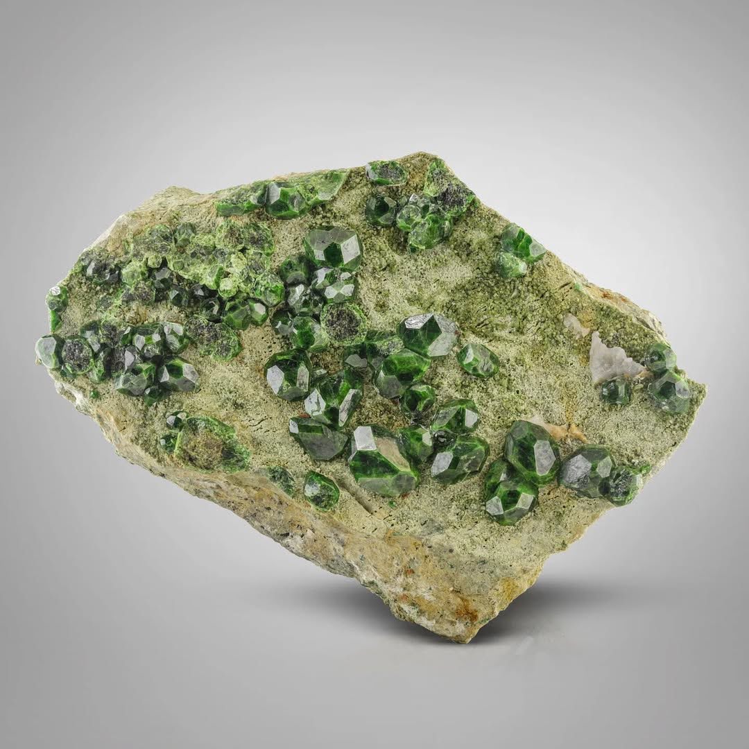 Green Demantoid Garnet Gems on Matrix