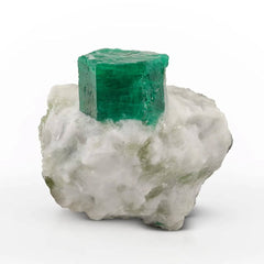 Deep Green Emerald Crystal on White Matrix from Pakistan