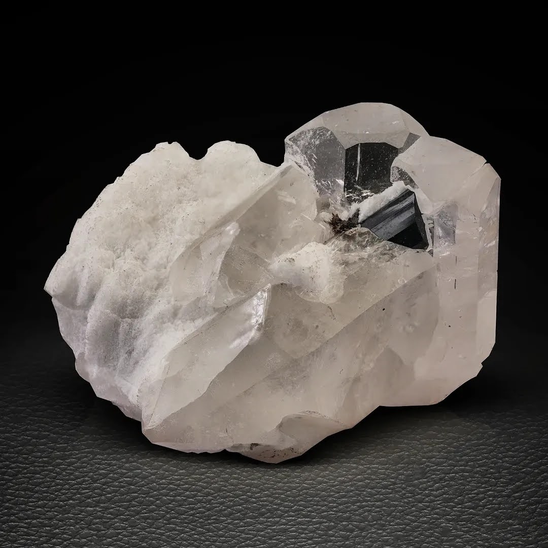 Morganite Crystal with Schorl & Quartz