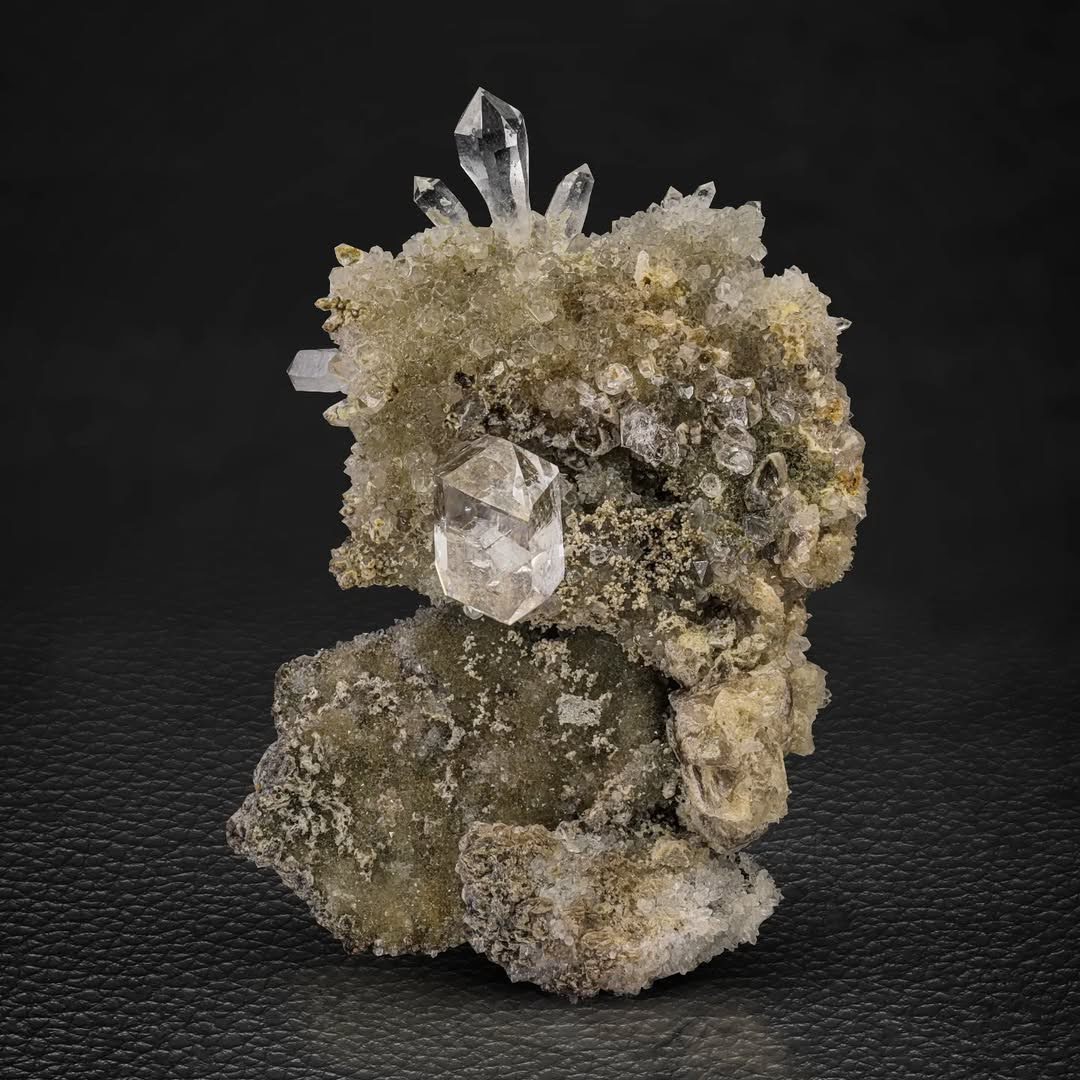 Scepter Quartz Crystals on Calcite