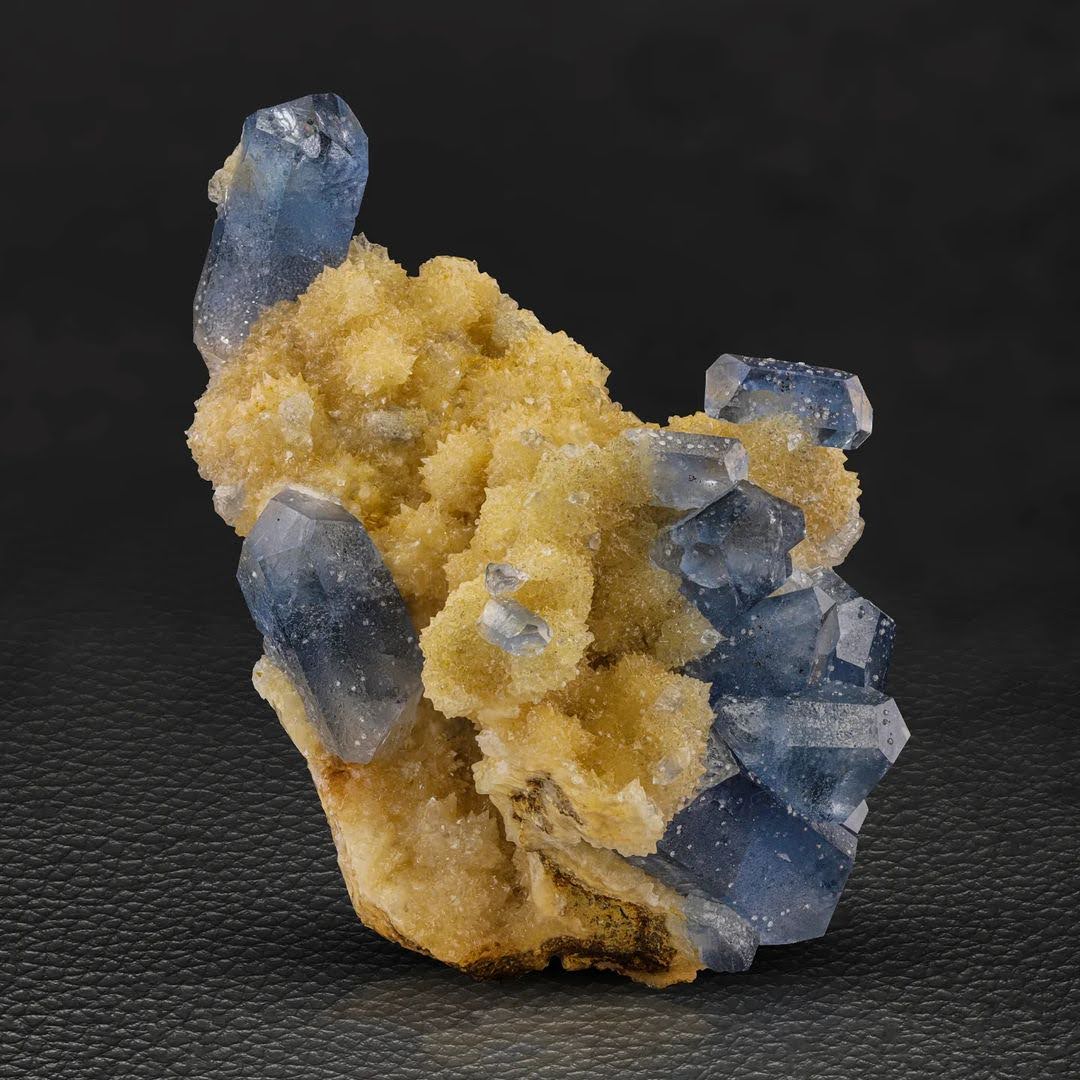 Celestite Crystal Cluster on Calcite