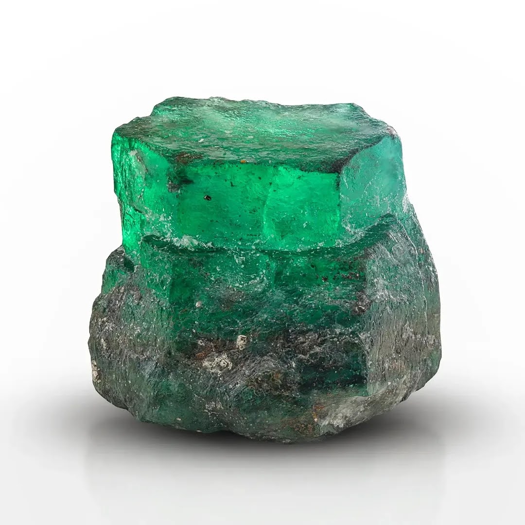 Green Emerald Crystals on Pyrite