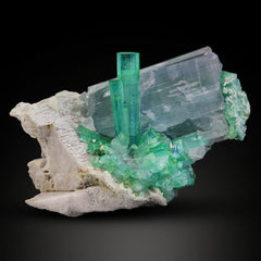 colorful combination of Tourmaline on Kunzite crystals From Afghanistan