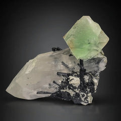 Fluorite Crystal On Quartz & Schrol