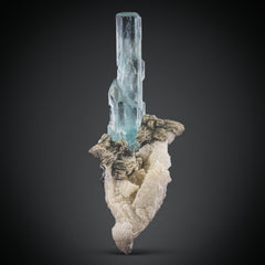 Etched Aquamarine Crystal on Albite