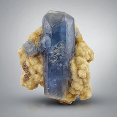 Blue Celestite Crystals with Calcite