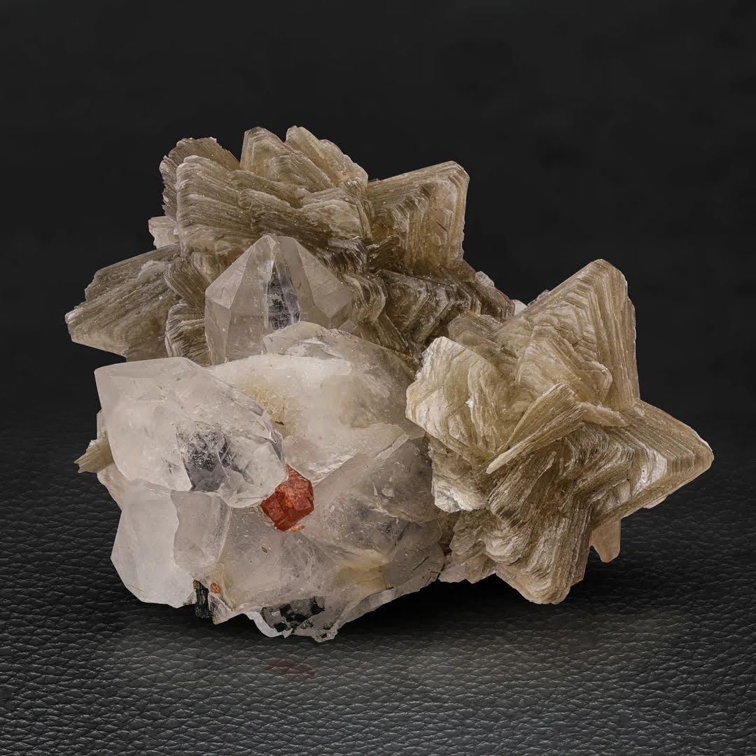 Garnet Crystal On Muscovite & Quartz