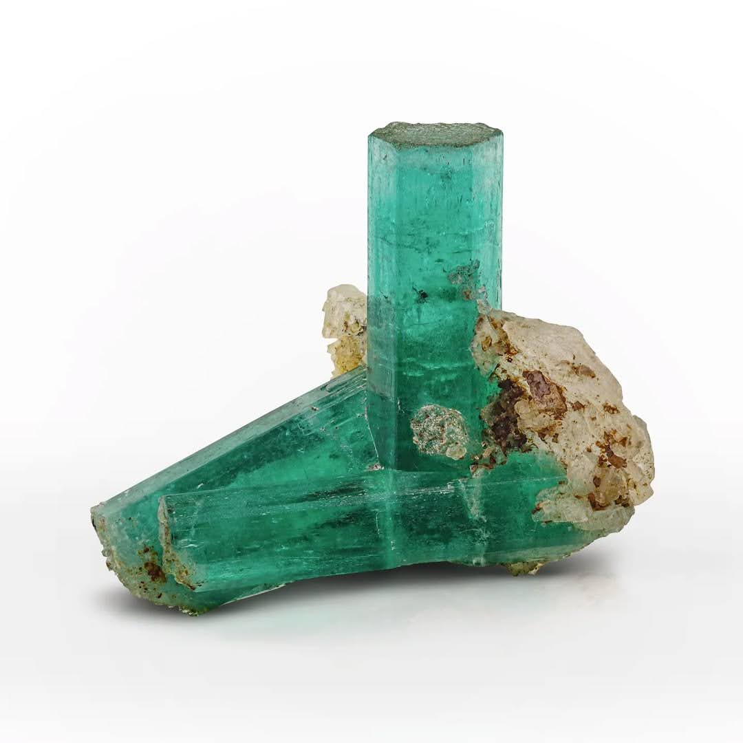 Afghan Emerald Cluster On Calcite