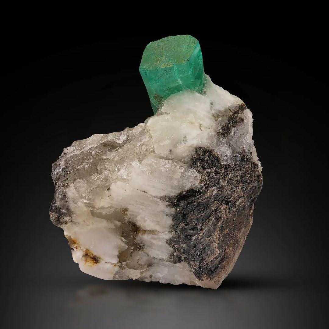 Emerald Free Standing Crystal on Calcite