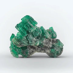 Green Emerald Crystals on Calcite