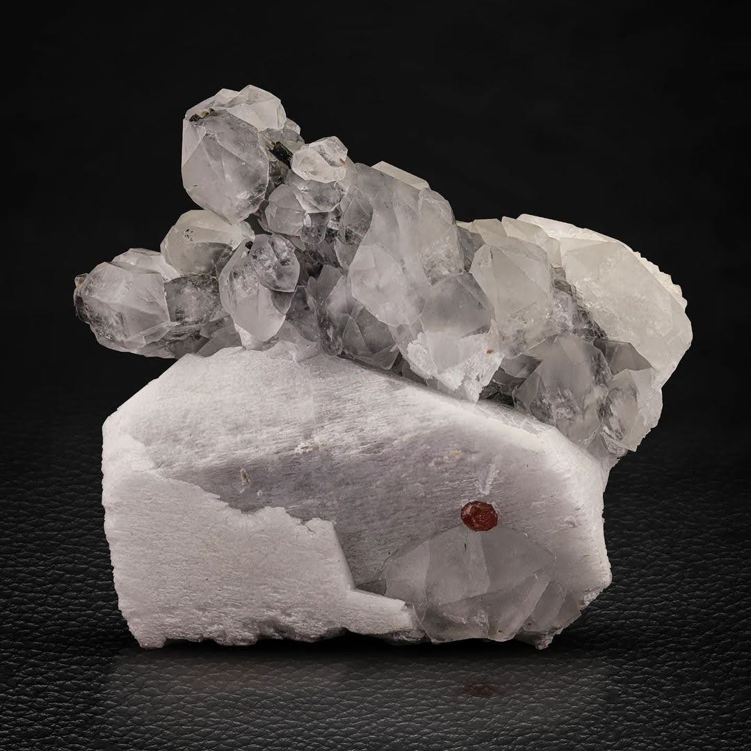 Quartz Cluster On White Microcline