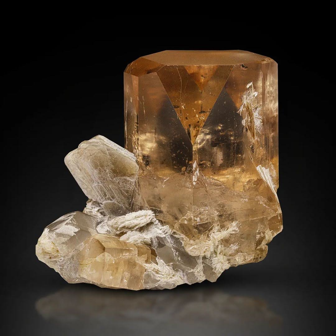 Topaz Crystal on Quartz and Mica