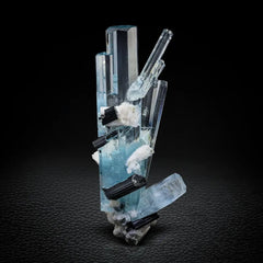 Cluster of Aquamarine Crystals with Schorl and Albite from Pakistan