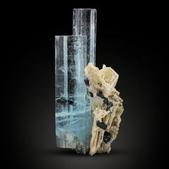 Aquamarine Crystal with Calcite Matrix