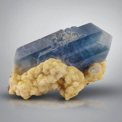 Blue Celestite Crystals with Calcite