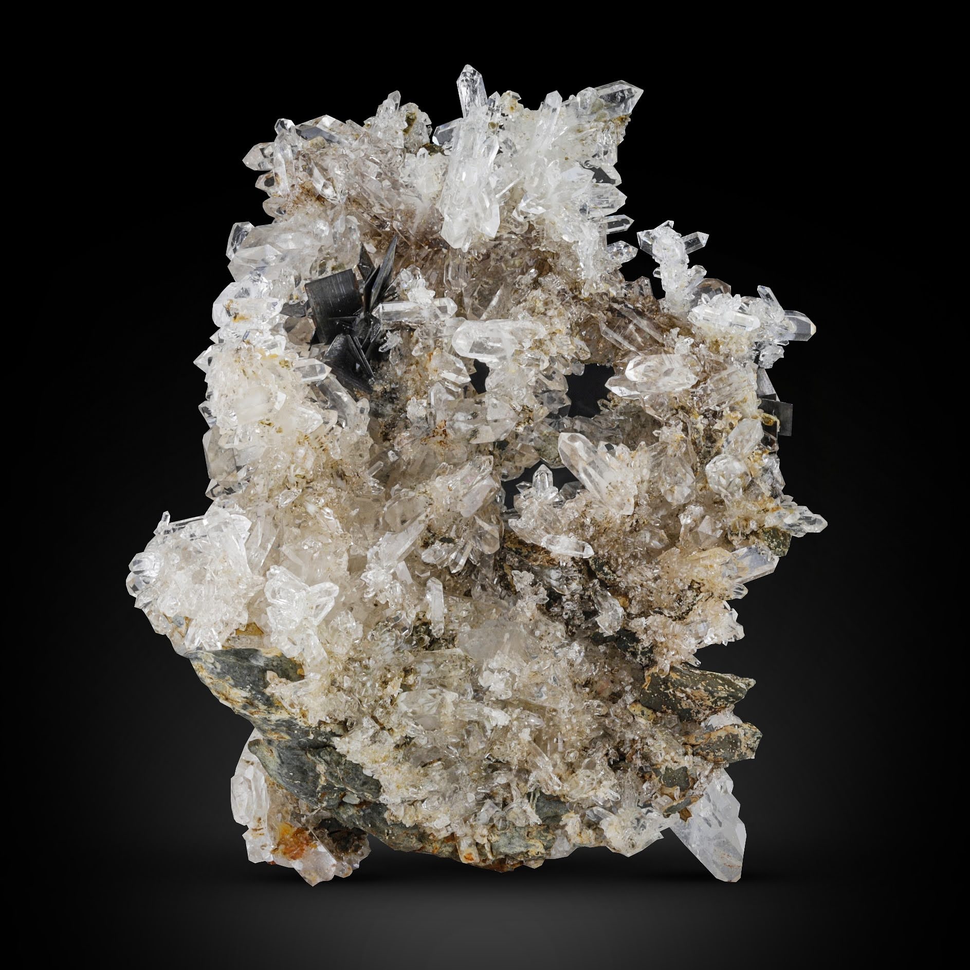 Brookite Crystal On Quartz Cluster