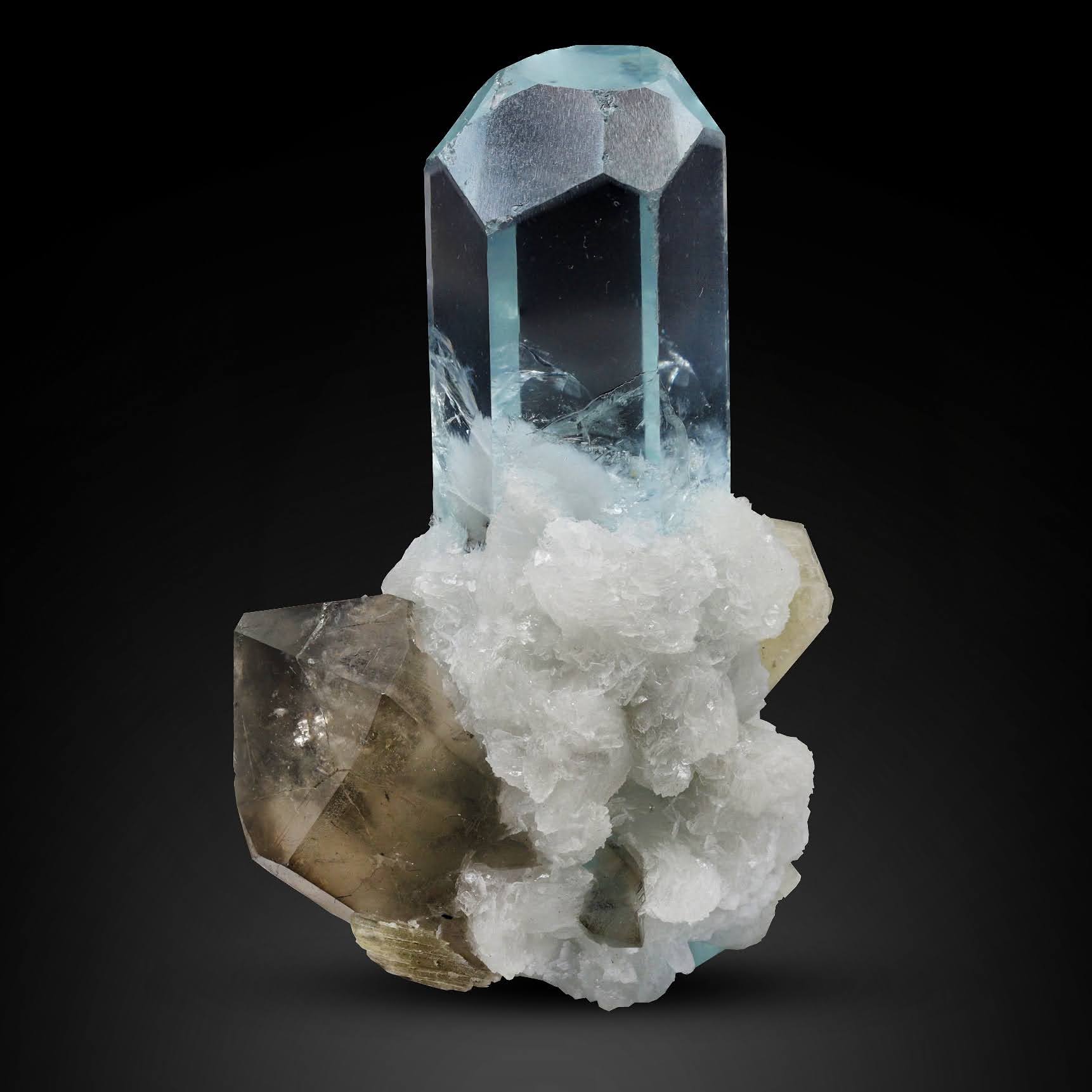 Aquamarine with Apatite and Quartz