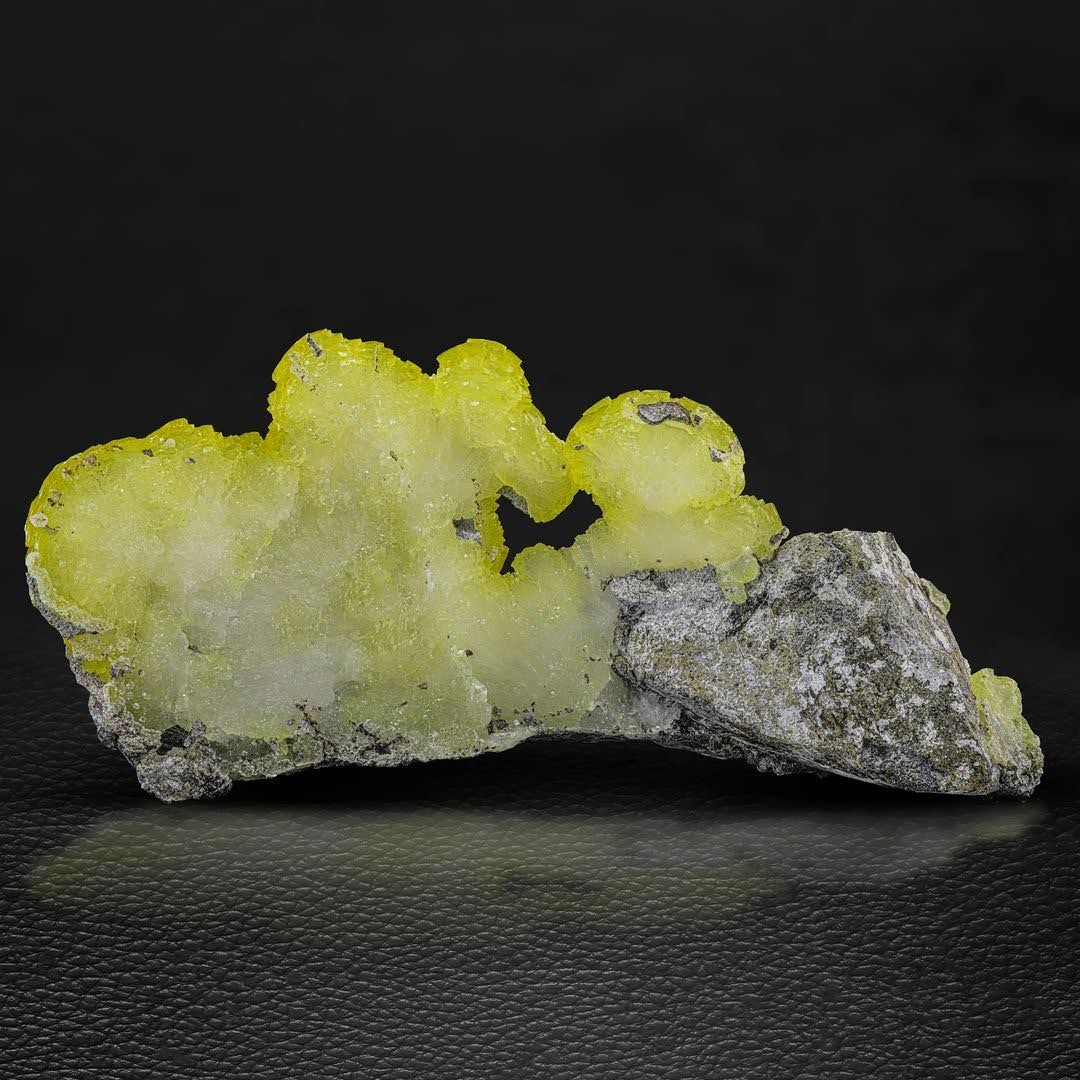 Yellow Brucite With Chrysocolla Matrix