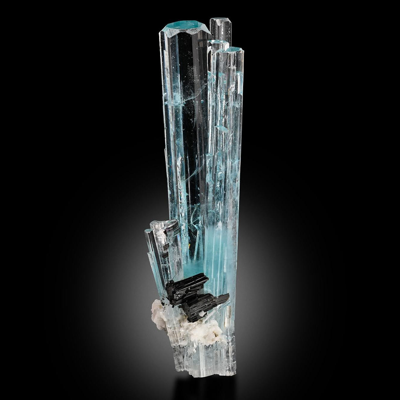 Blue Aquamarine with Schorl and Albite