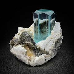Aquamarine Crystal on Albite & Quartz 