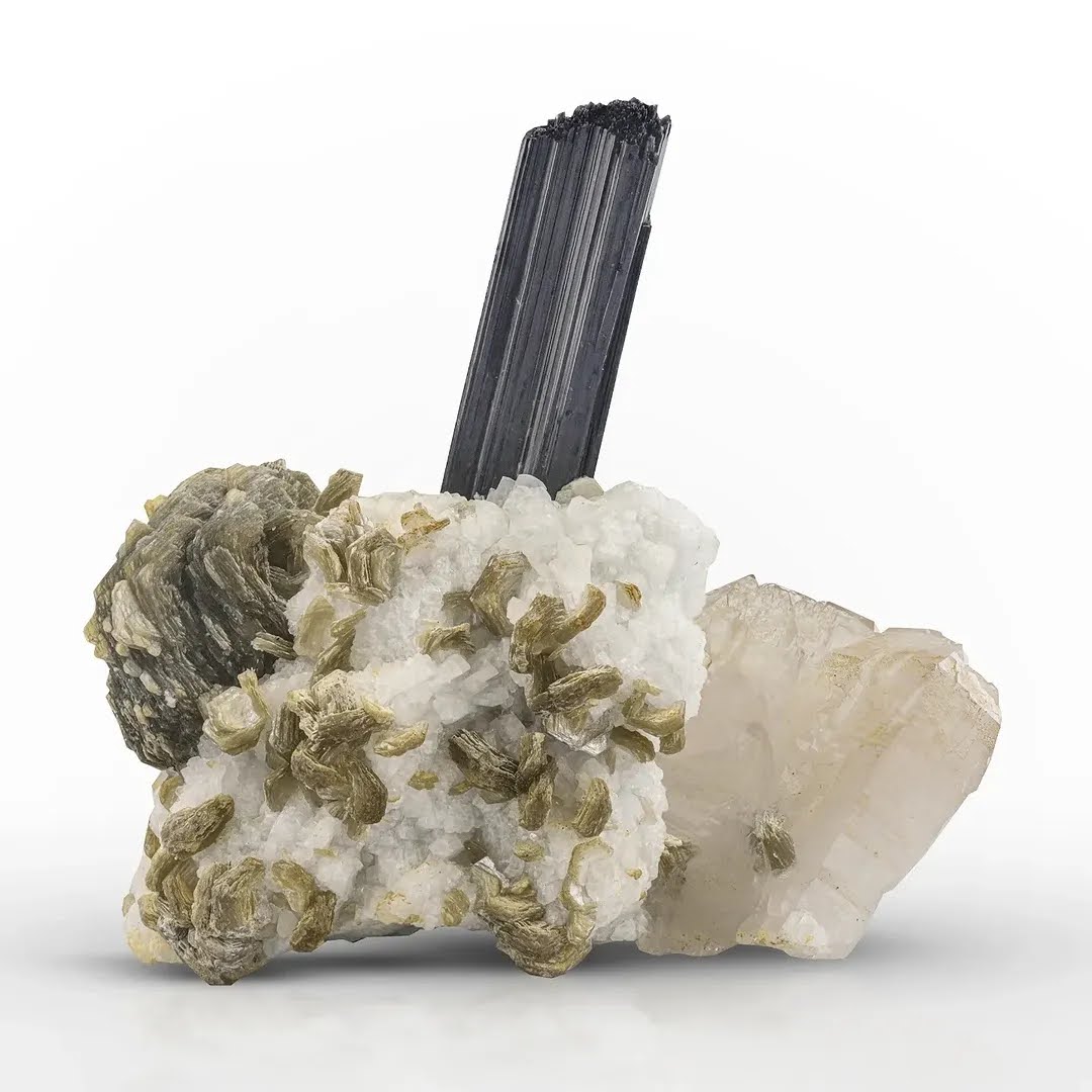 Schorl on Albite with Quartz & Mica