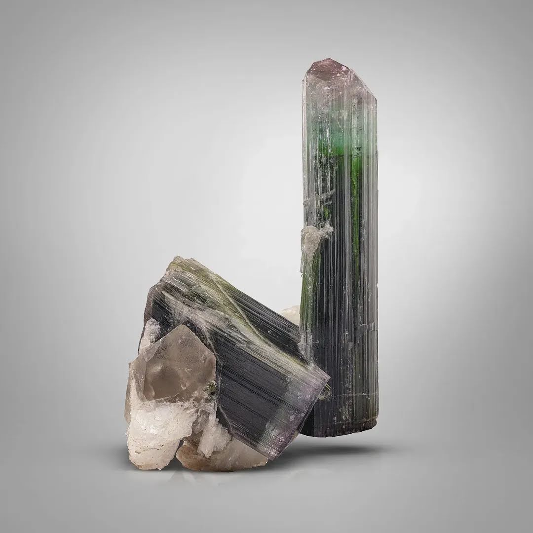 Bi color Tourmaline with Smoky Quartz