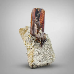 Red Brookite Crystal on Lemonite Matrix