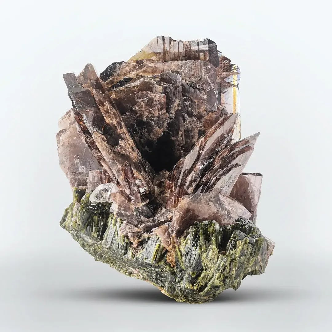 Brown Axinite Crystals with Epidote