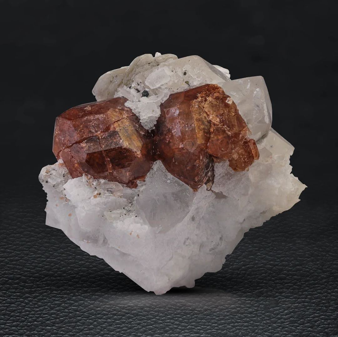 Hassonite Garnet Crystals on Quartz