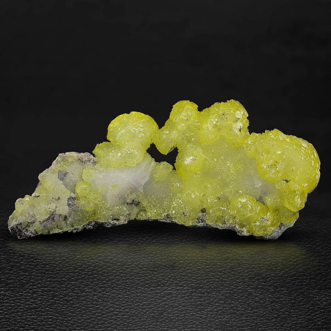 Yellow Brucite With Chrysocolla Matrix