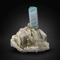 Tourmaline Crystal on Smoky Quartz