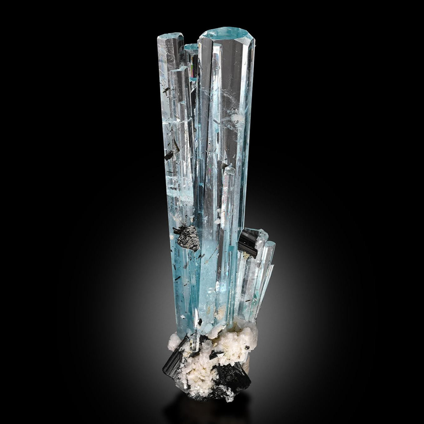 Blue Aquamarine with Schorl and Albite