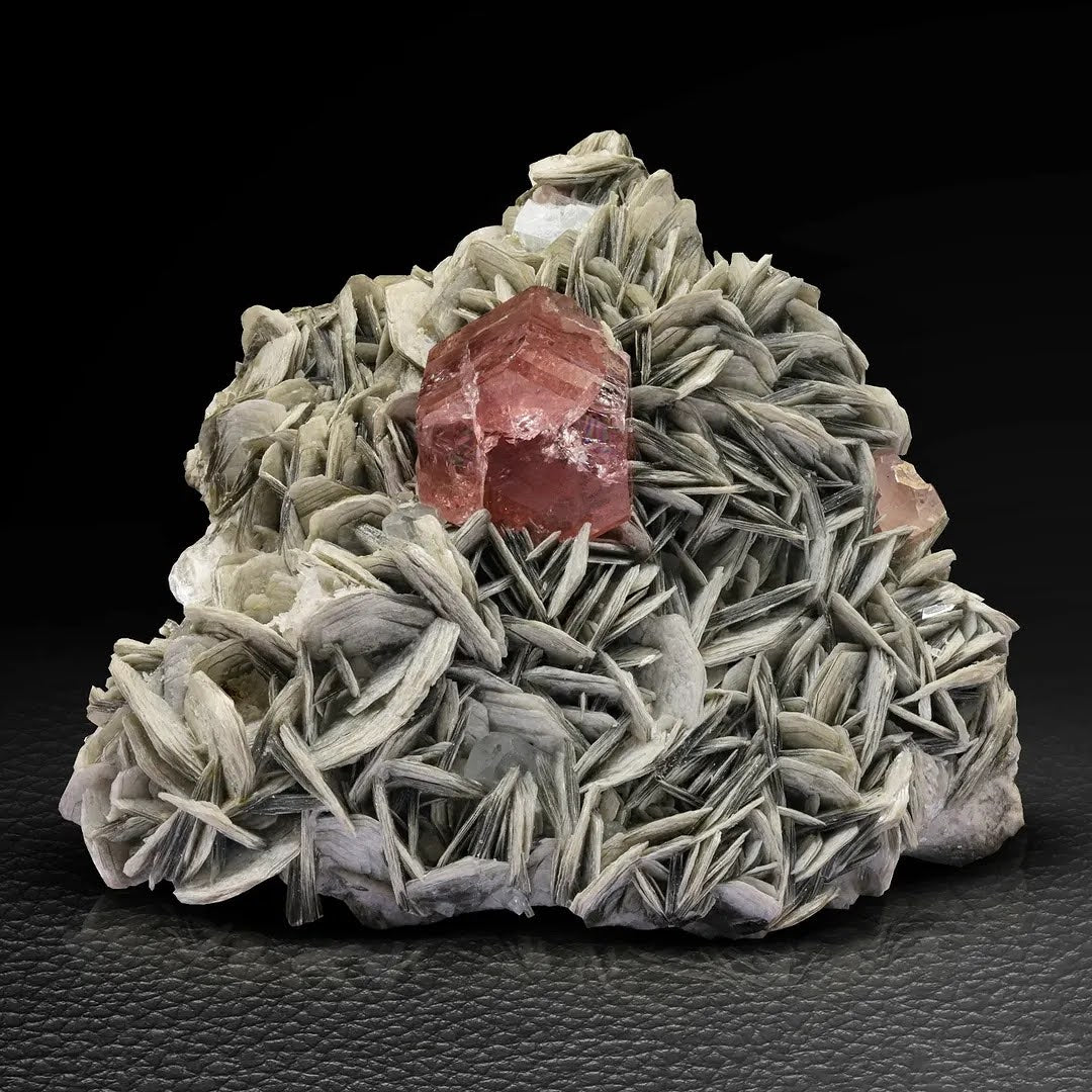 Pink Apatite Crystal on Muscovite Matrix