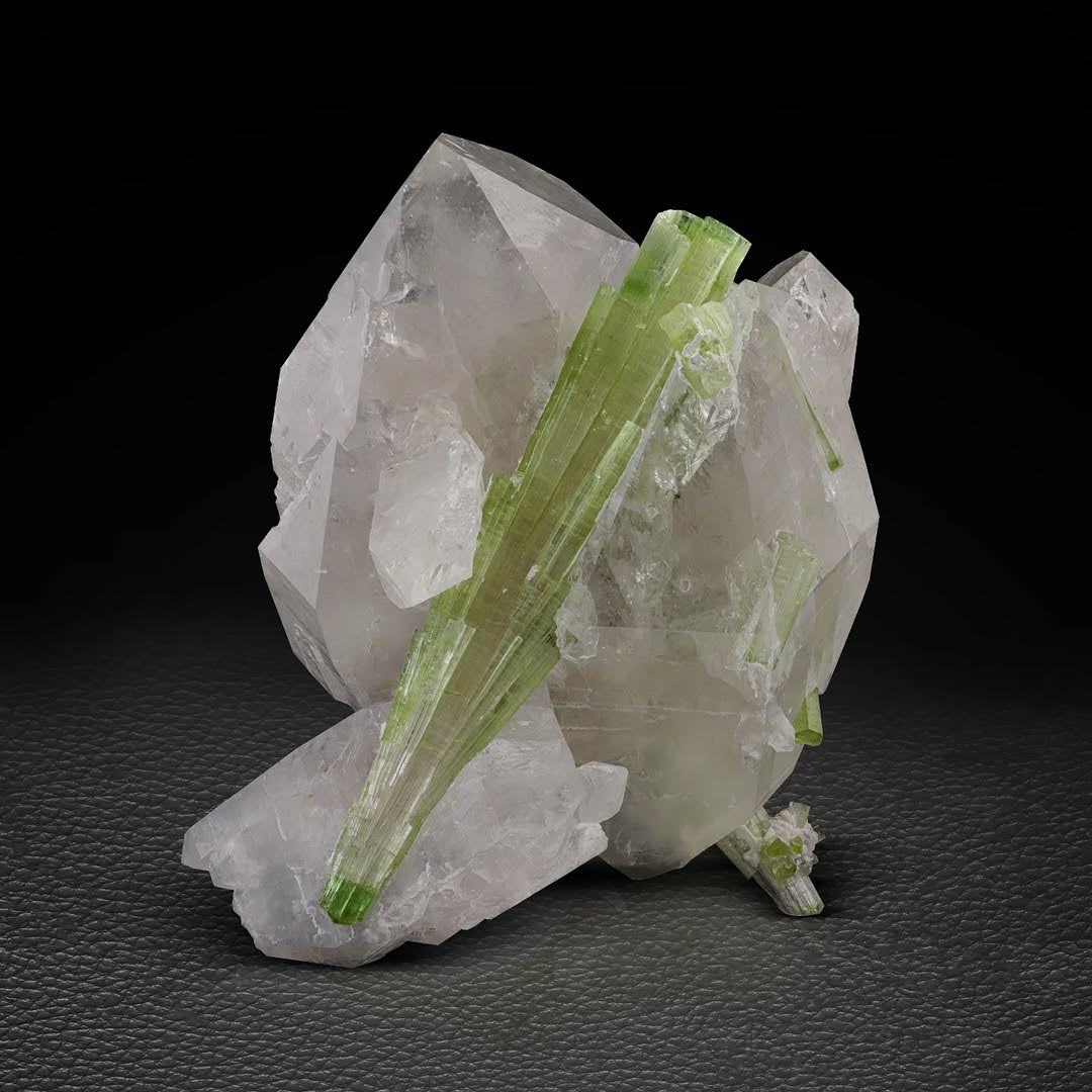 Mint Tourmaline Crystals with Quartz