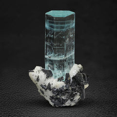 Aquamarine Crystal on Albite & Schorl