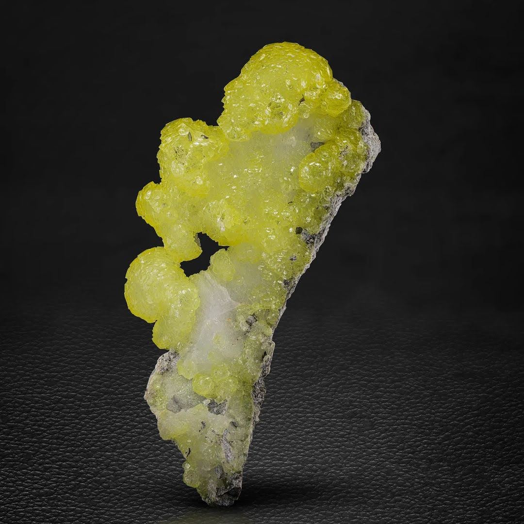 Yellow Brucite With Chrysocolla Matrix