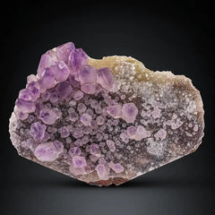 Amethyst Quartz Crystals on Calcite