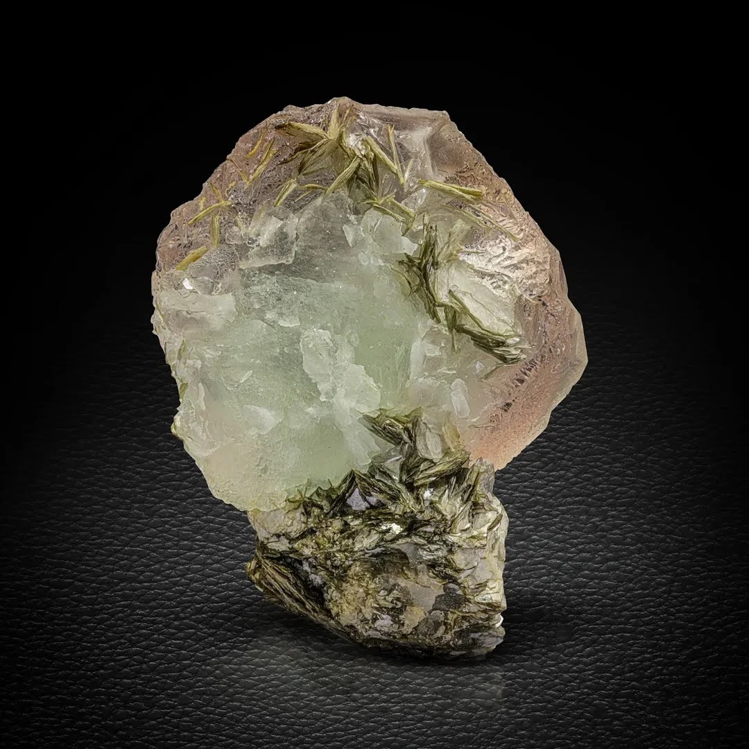 Bi Color Fluorite Crystal on Muscovite 