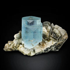 Aquamarine Crystals on Muscovite Mica