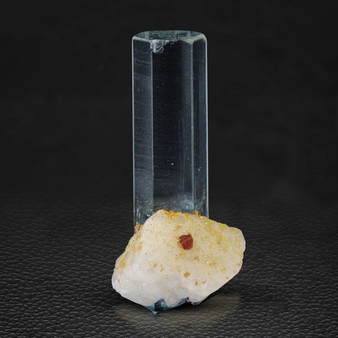 Aquamarine on Albite with Garnet