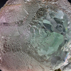 Bi Color Fluorite Crystal on Muscovite 