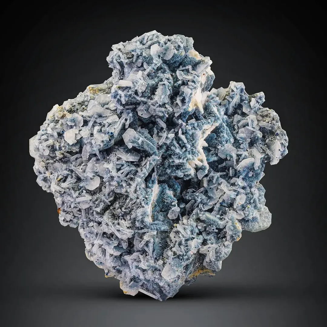 Blue Vorobyevite Crystals on Muscovite