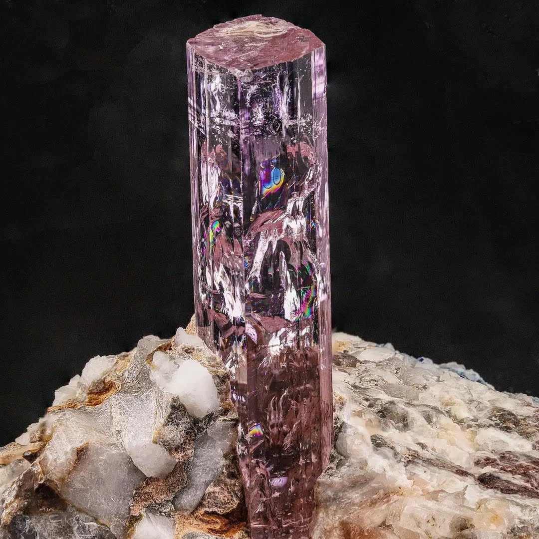 Pink Topaz Crystal on Calcite Matrix