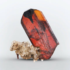 Red Brookite Crystals On Quartz