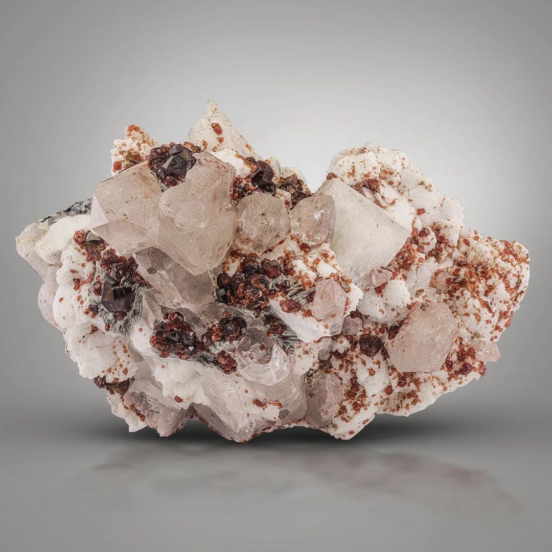 Spessartine Garnet On Albite & Quartz