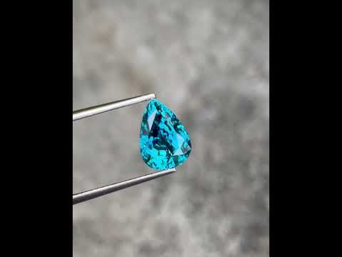 5.68 Carats Electric Blue Pear Zircon