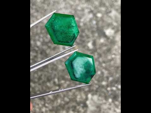 29.9 Carats Swat Emerald Sliced Pair