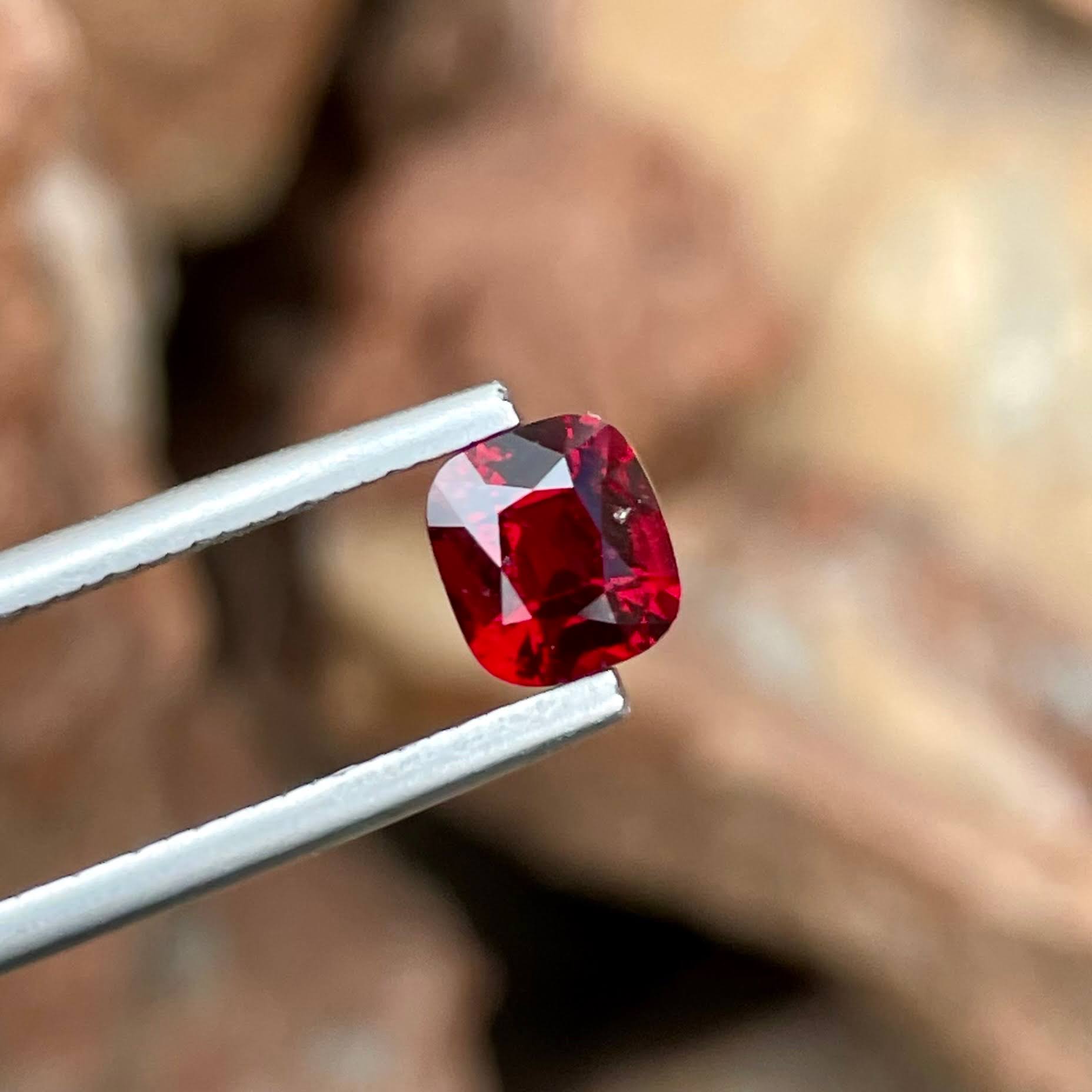 1.30 Carats Red Burmese Cushion Spinel