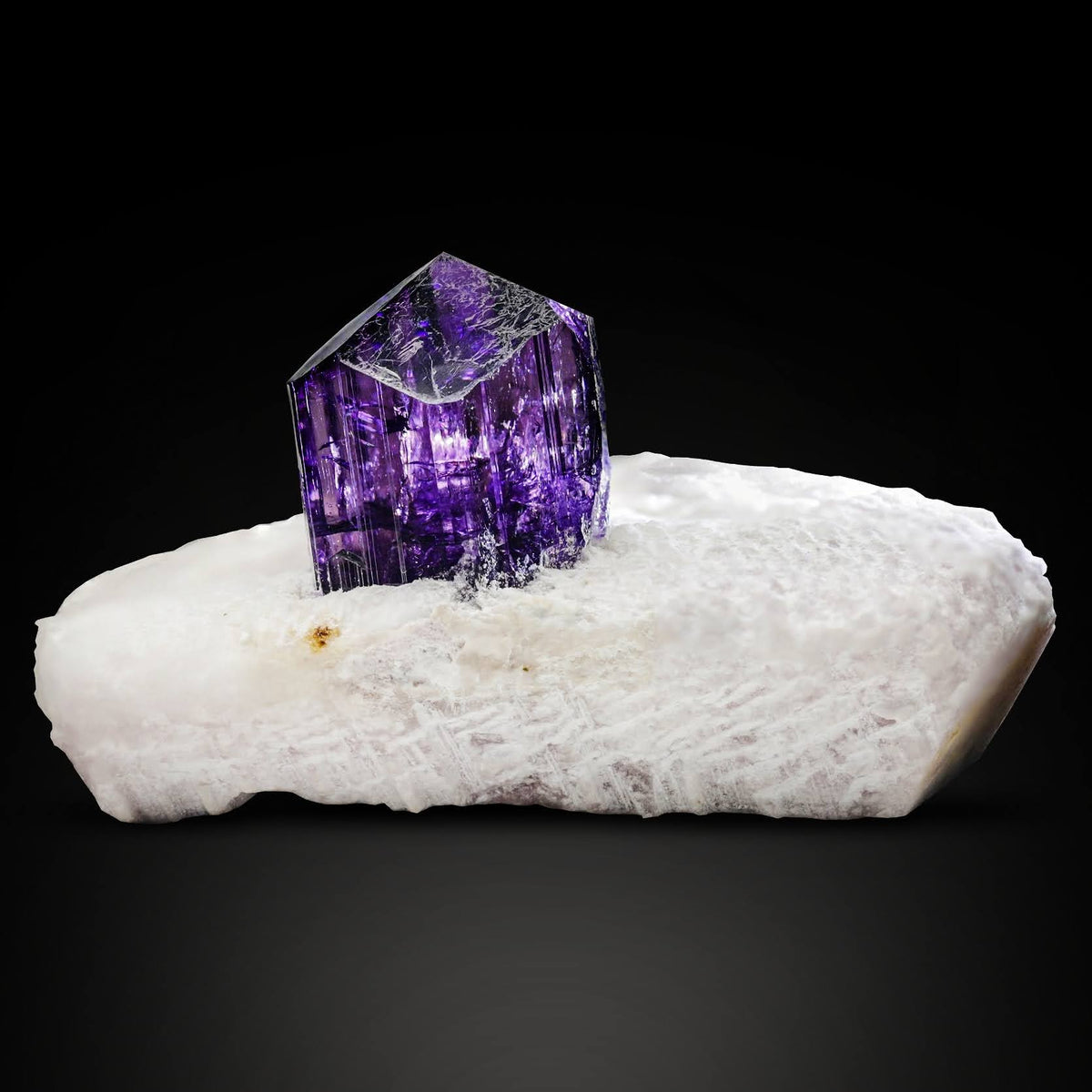 Purple Scapolite Crystal on Calcite