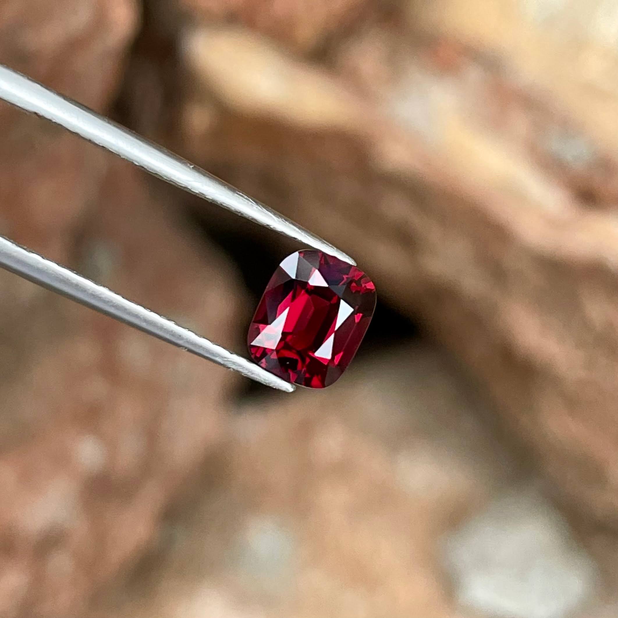 1.40 carats Natural Red Burmese Spinel Stone Cushion Cut Gemstone